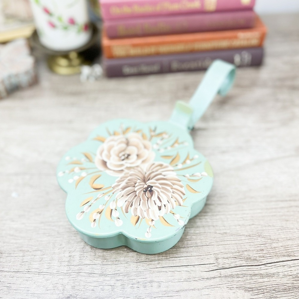 Vintage Blue Silent Butler Crumb Catcher Hand Painted
